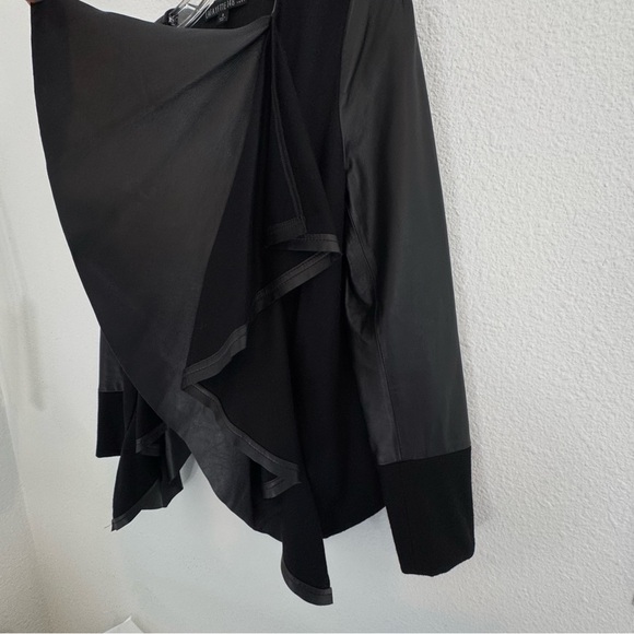 Lafayette 148 New York Leather Wool Jacket Open Waterfall Black 8 - Picture 6 of 14